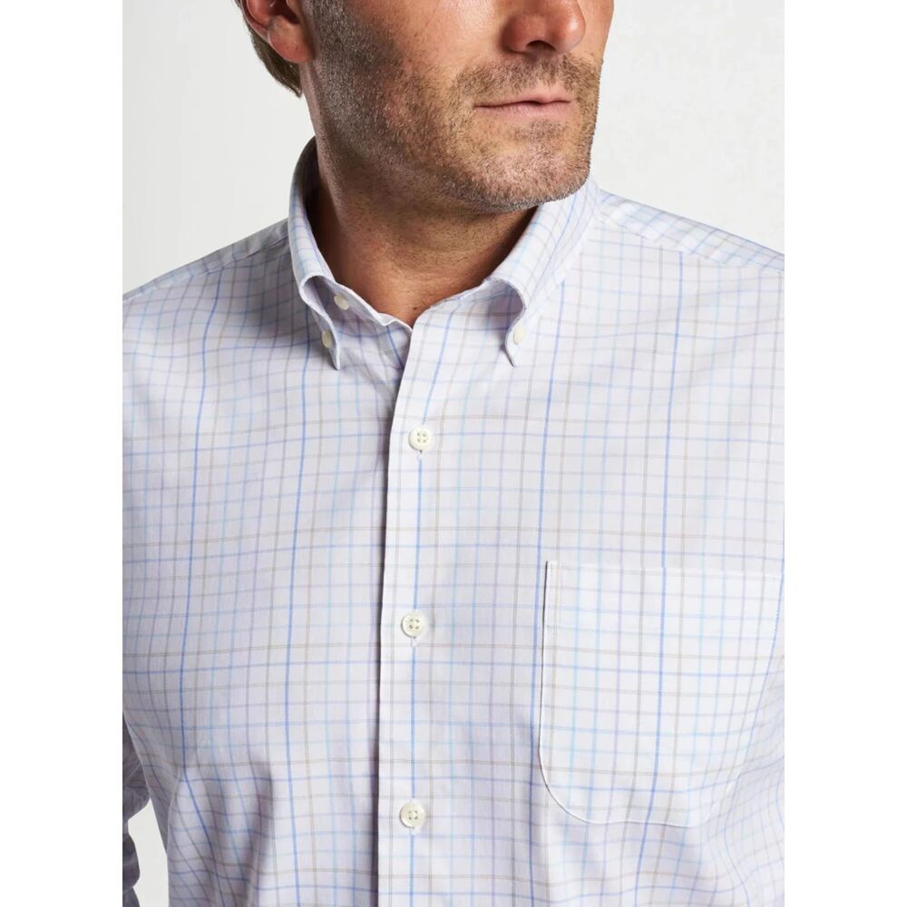PETER MILLAR Shirt Mens XXL White Check PATTERN Crown Lite Cotton Stretch $160